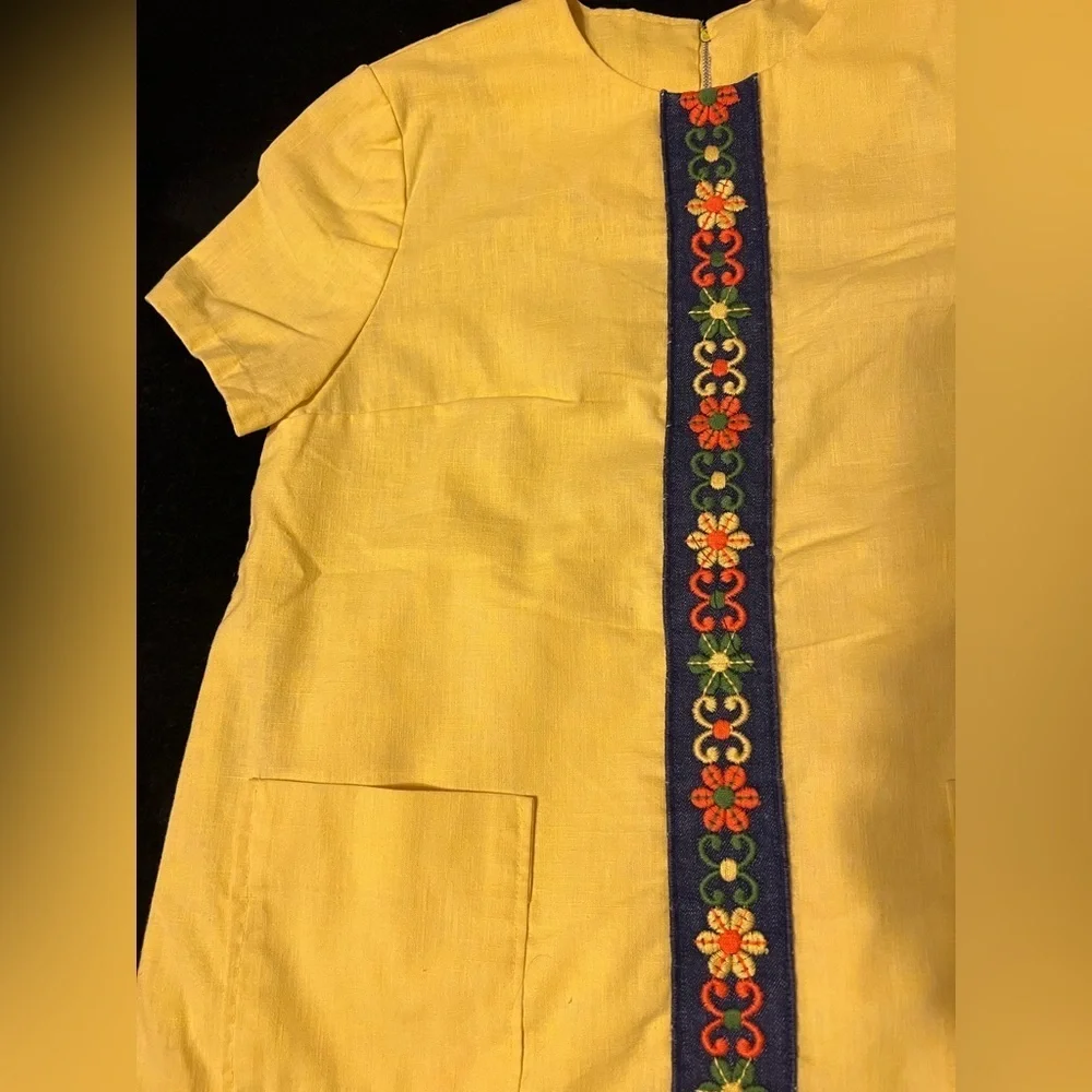 True Vtg 70s Home Sewn Yellow Pants Outfit Slight Flare Pant Girls Sz 12-14